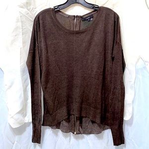 OLIVACEOUS BROWN ACRYLIC/NYLON/WOOL REAR FULL ZIP SWEATER SZ M